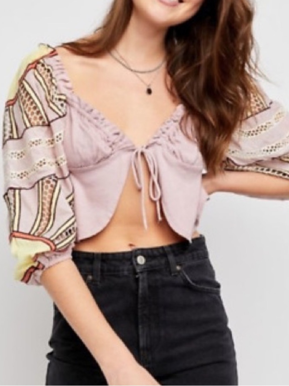 Free People daytime fireworks Mauve Tie-Front Crop Top NWT 11